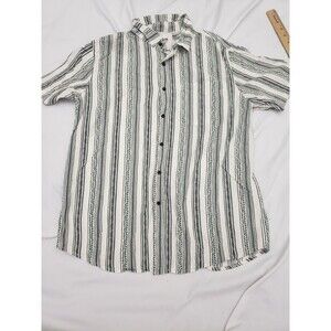 Katin Button Up Shirt Mens Small Green Striped Short Sleeve Pocket